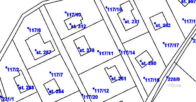 Parcela st. 117/11 v KÚ Řitka, Katastrální mapa