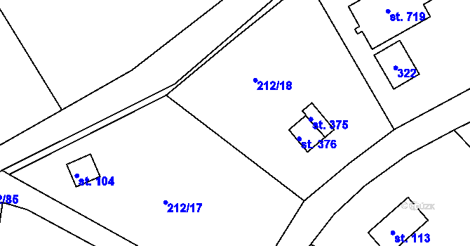 Parcela st. 212/96 v KÚ Řitka, Katastrální mapa