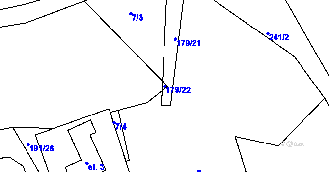 Parcela st. 179/22 v KÚ Řitka, Katastrální mapa