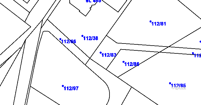 Parcela st. 112/83 v KÚ Řitka, Katastrální mapa