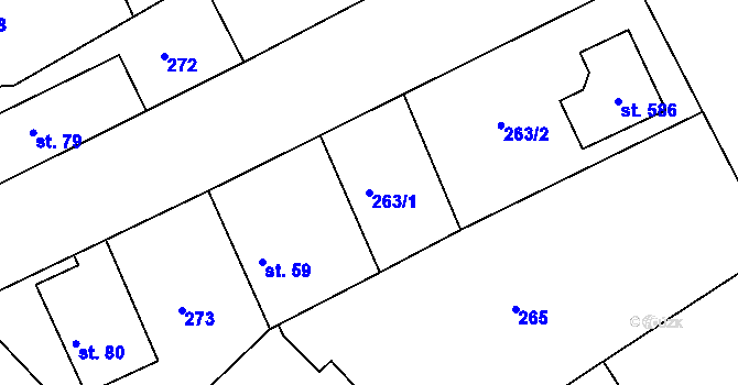 Parcela st. 263/1 v KÚ Řitka, Katastrální mapa