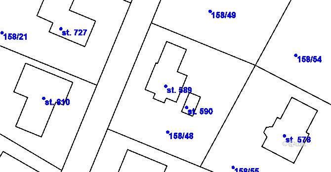 Parcela st. 589 v KÚ Řitka, Katastrální mapa