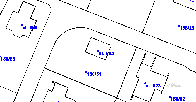 Parcela st. 613 v KÚ Řitka, Katastrální mapa