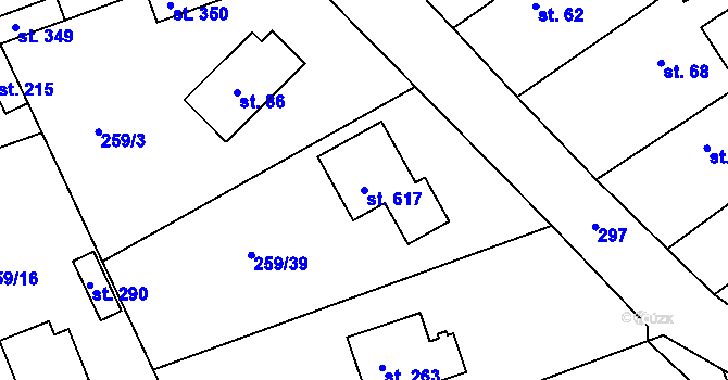 Parcela st. 617 v KÚ Řitka, Katastrální mapa