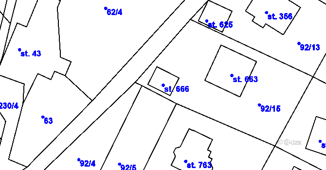 Parcela st. 666 v KÚ Řitka, Katastrální mapa