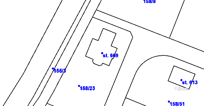 Parcela st. 669 v KÚ Řitka, Katastrální mapa