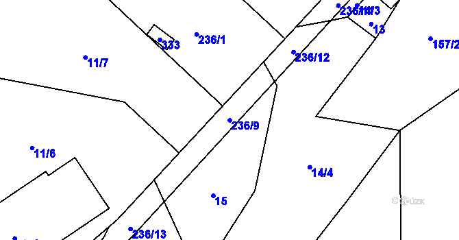 Parcela st. 236/9 v KÚ Řitka, Katastrální mapa