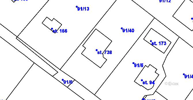 Parcela st. 738 v KÚ Řitka, Katastrální mapa