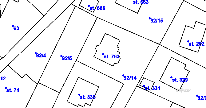 Parcela st. 763 v KÚ Řitka, Katastrální mapa