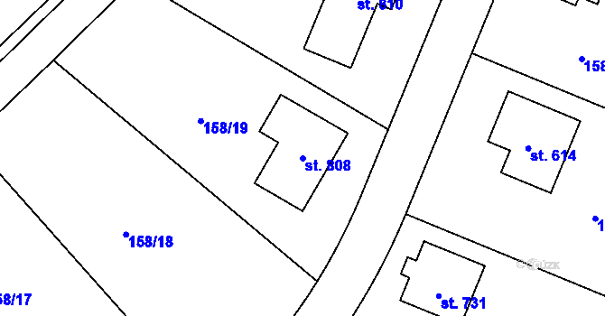 Parcela st. 808 v KÚ Řitka, Katastrální mapa