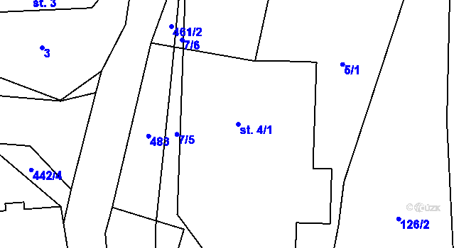 Parcela st. 4/1 v KÚ Řitonice, Katastrální mapa