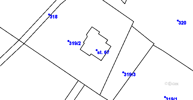 Parcela st. 67 v KÚ Řitonice, Katastrální mapa