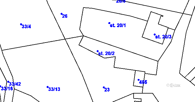 Parcela st. 20/2 v KÚ Řitonice, Katastrální mapa