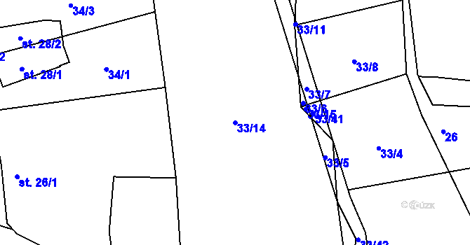 Parcela st. 33/14 v KÚ Řitonice, Katastrální mapa