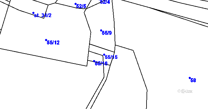 Parcela st. 55/15 v KÚ Řitonice, Katastrální mapa