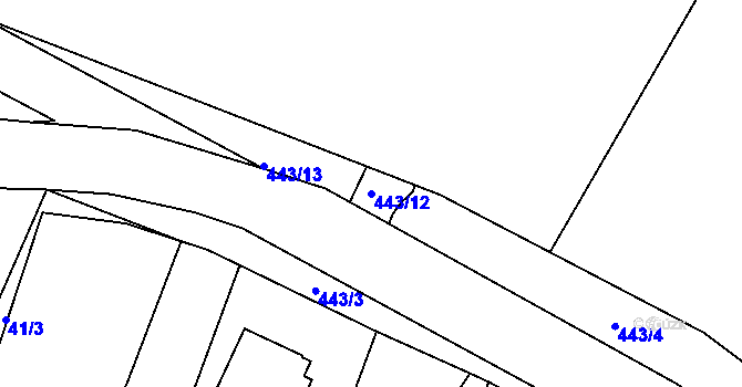 Parcela st. 443/12 v KÚ Řitonice, Katastrální mapa