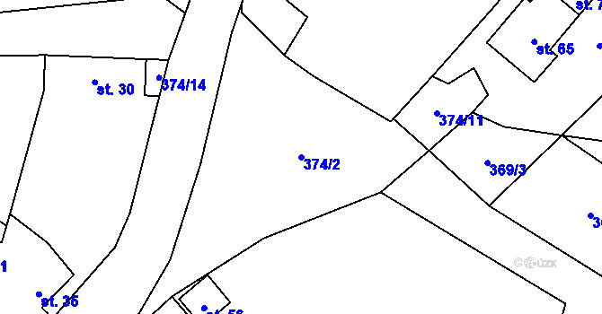 Parcela st. 374/2 v KÚ Skyšice, Katastrální mapa