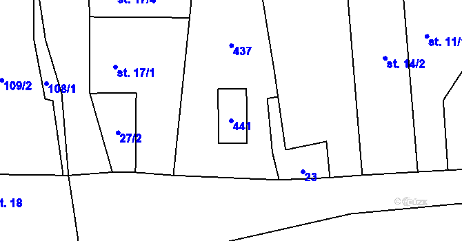 Parcela st. 441 v KÚ Skyšice, Katastrální mapa