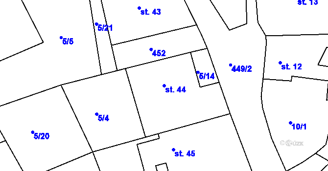 Parcela st. 44 v KÚ Sádek, Katastrální mapa
