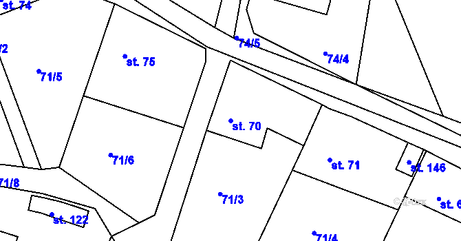 Parcela st. 70 v KÚ Sádek, Katastrální mapa