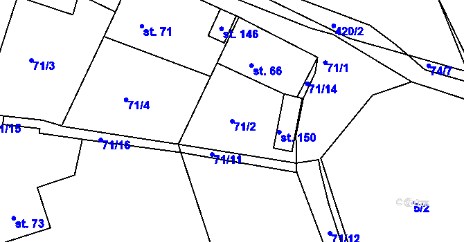 Parcela st. 71/2 v KÚ Sádek, Katastrální mapa
