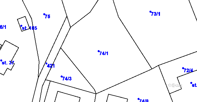 Parcela st. 74/1 v KÚ Sádek, Katastrální mapa