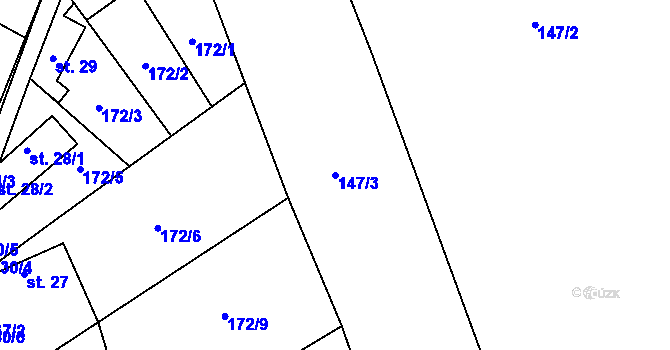Parcela st. 147/3 v KÚ Sádek, Katastrální mapa