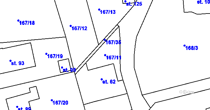 Parcela st. 167/11 v KÚ Sádek, Katastrální mapa
