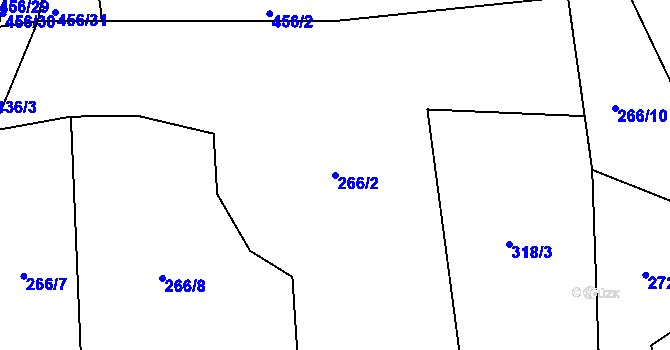 Parcela st. 266/2 v KÚ Sádek, Katastrální mapa