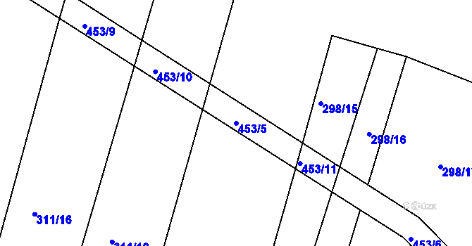 Parcela st. 453/5 v KÚ Sádek, Katastrální mapa