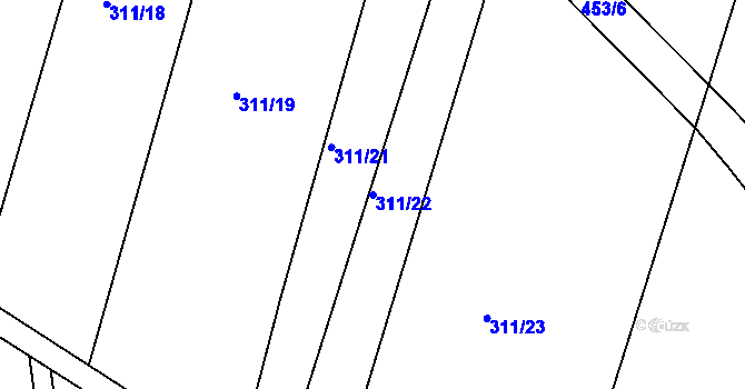 Parcela st. 311/22 v KÚ Sádek, Katastrální mapa