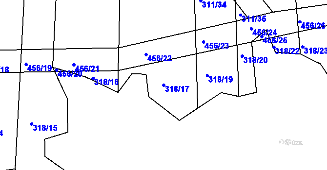 Parcela st. 318/17 v KÚ Sádek, Katastrální mapa