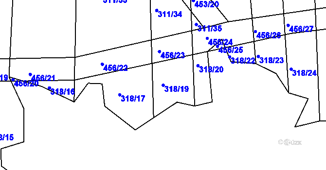 Parcela st. 318/19 v KÚ Sádek, Katastrální mapa