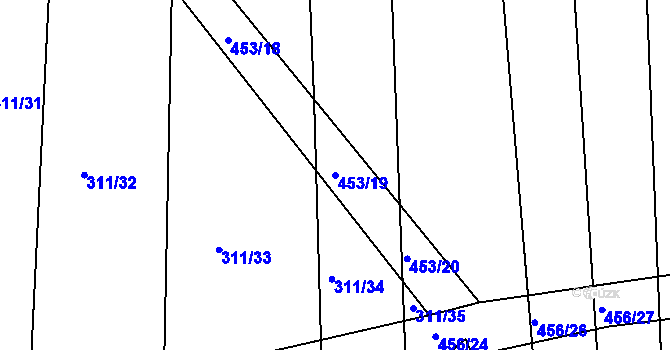 Parcela st. 453/19 v KÚ Sádek, Katastrální mapa
