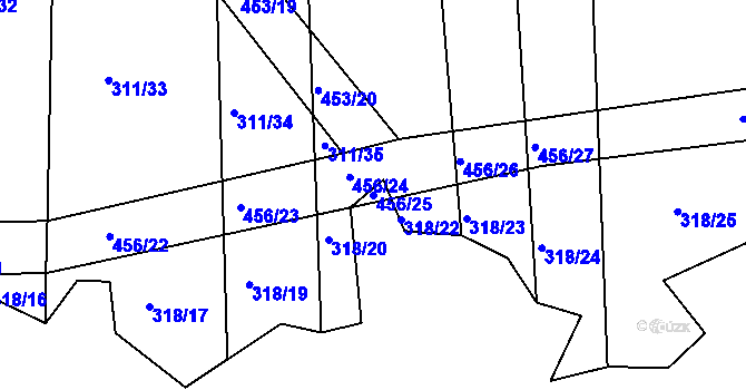 Parcela st. 456/25 v KÚ Sádek, Katastrální mapa