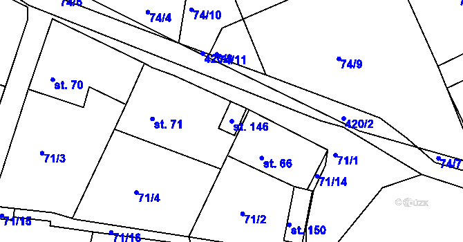 Parcela st. 146 v KÚ Sádek, Katastrální mapa