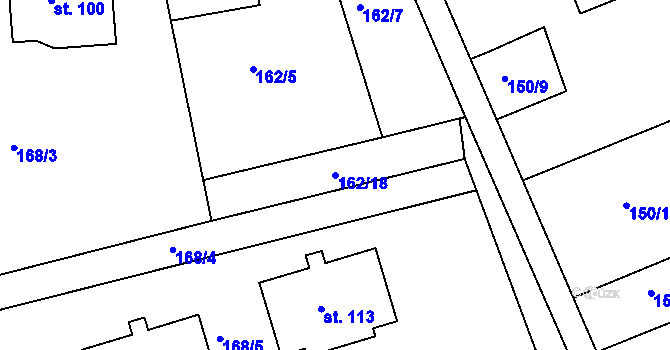 Parcela st. 162/18 v KÚ Sádek, Katastrální mapa