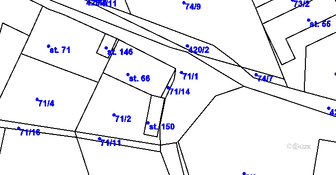 Parcela st. 71/14 v KÚ Sádek, Katastrální mapa