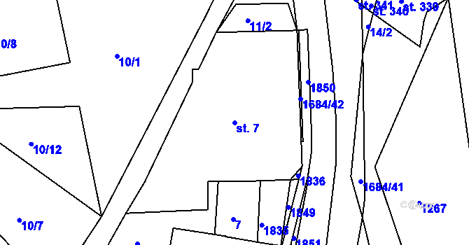 Parcela st. 7 v KÚ Sádek u Poličky, Katastrální mapa