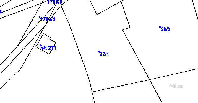 Parcela st. 32/1 v KÚ Sádek u Poličky, Katastrální mapa