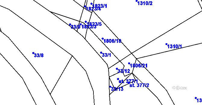 Parcela st. 33/1 v KÚ Sádek u Poličky, Katastrální mapa