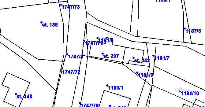 Parcela st. 297 v KÚ Sádek u Poličky, Katastrální mapa