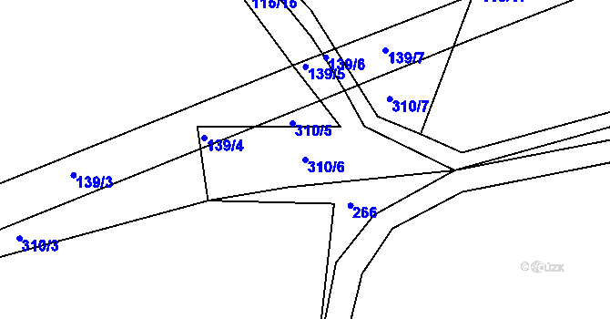 Parcela st. 310/6 v KÚ Sádek u Poličky, Katastrální mapa