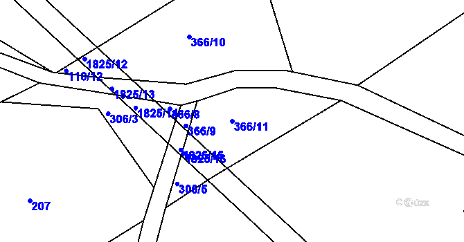 Parcela st. 366/11 v KÚ Sádek u Poličky, Katastrální mapa