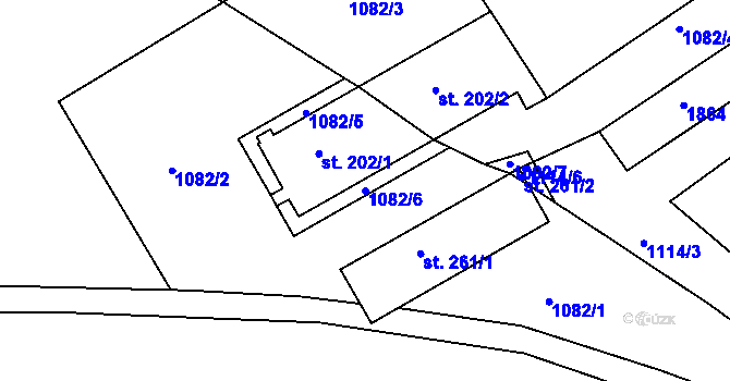 Parcela st. 1082/6 v KÚ Sádek u Poličky, Katastrální mapa