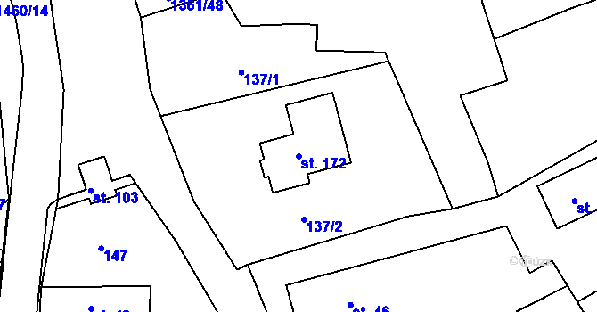 Parcela st. 172 v KÚ Sádek u Opavy, Katastrální mapa