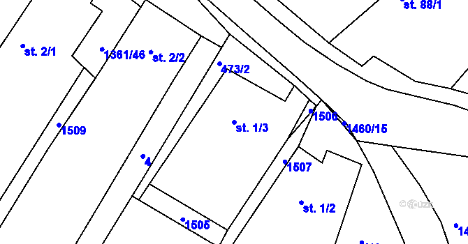 Parcela st. 1/3 v KÚ Sádek u Opavy, Katastrální mapa