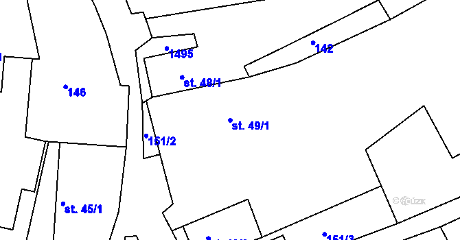 Parcela st. 49/1 v KÚ Sádek u Opavy, Katastrální mapa