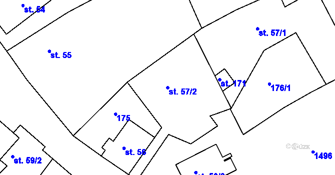 Parcela st. 57/2 v KÚ Sádek u Opavy, Katastrální mapa