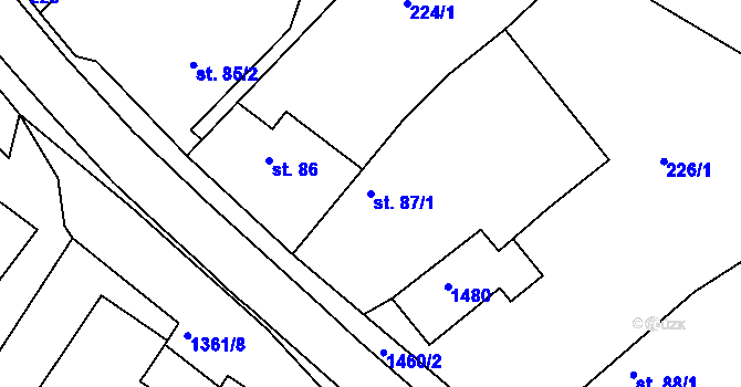 Parcela st. 87/1 v KÚ Sádek u Opavy, Katastrální mapa